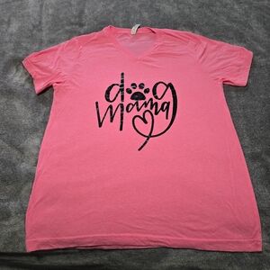 Pink "Dog Mama" V-Neck Tee